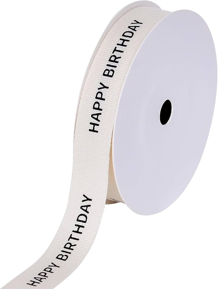 YAMA Happy Birthday Cotton Ribbon, 5/8 Inch x 10 Yard, Natural Ribbon for Gift Wrapping Crafts Fl... | Amazon (US)