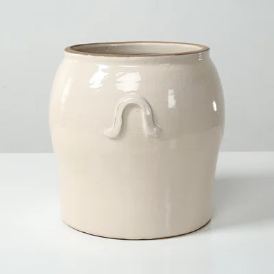 Approx.10.6 Inches tall Off White Ceramic Vase with Decorative Handles | Wayfair North America