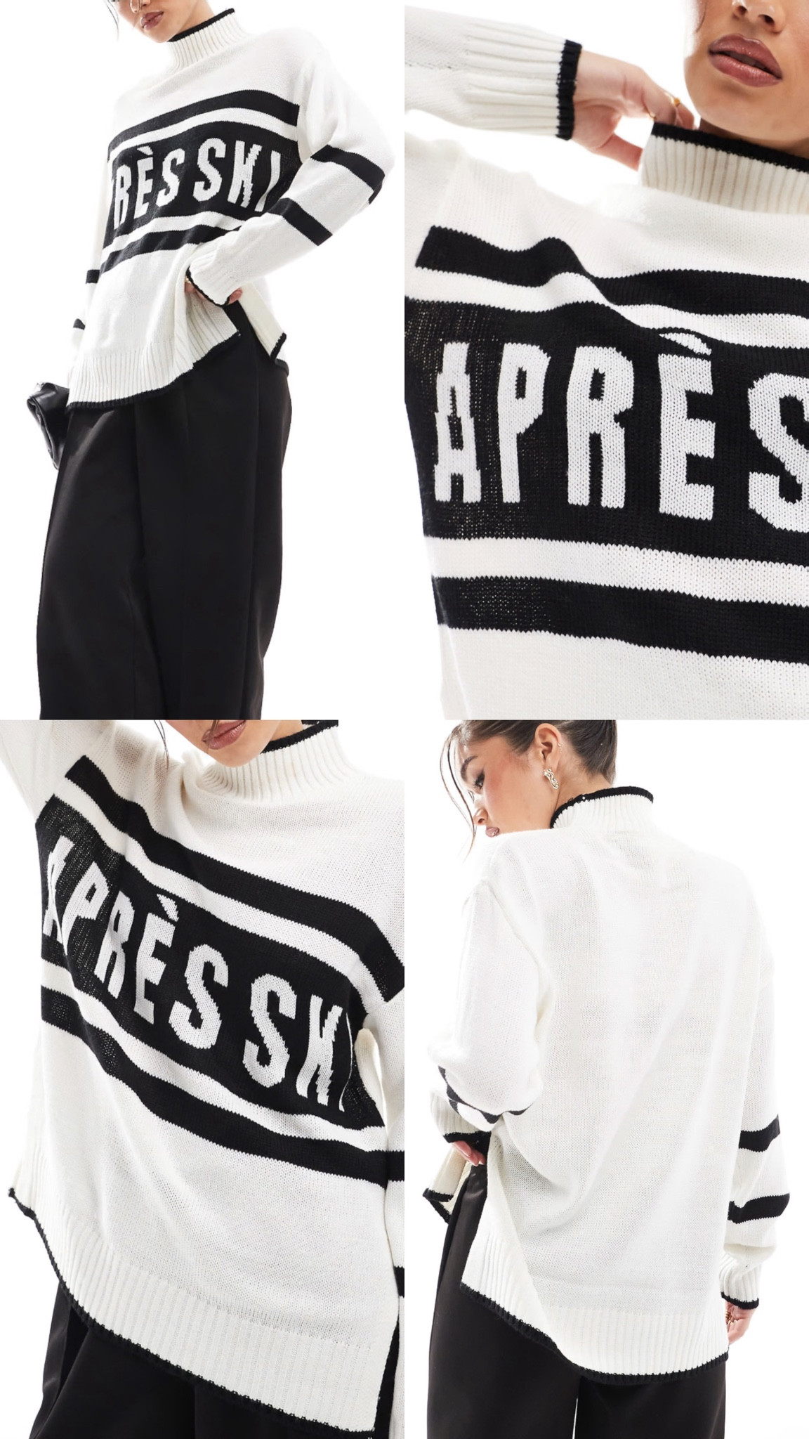 Apres ski jumper. White and black winter jumper. Brave Soul slogan high neck jumper. Stripe design. Under £30 at Asos!

AW fashion, fall, autumn, cozy, skii, skiing, snow. 

Affordable fashion.  Wardrobe staple. Timeless. Gift guide idea for her. Luxury, elegant, clean aesthetic, chic look, feminine fashion, trendy look. 

#LTKuk #LTKeurope #LTKautumn