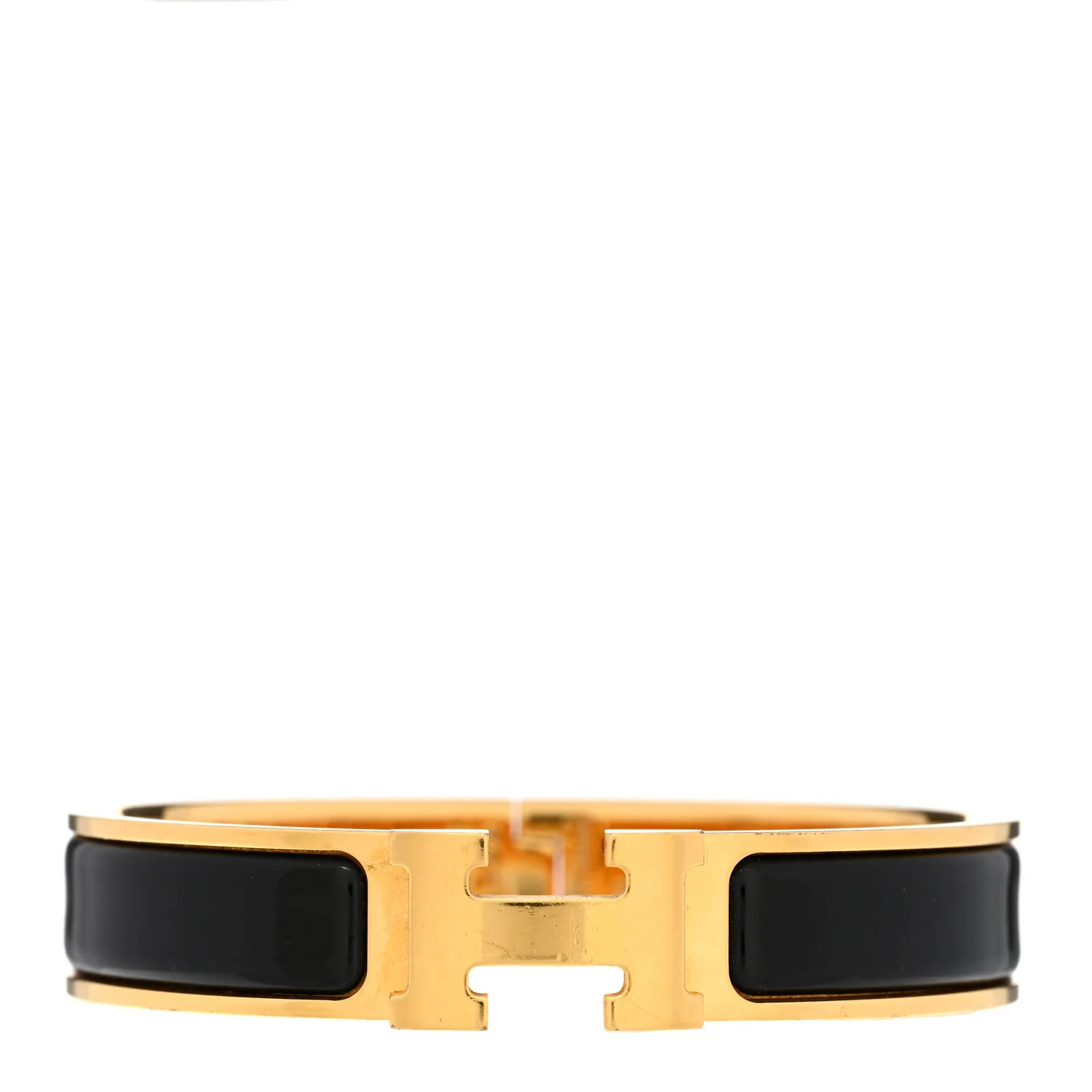 Enamel Narrow Clic Clac H Bracelet PM Black | FASHIONPHILE (US)