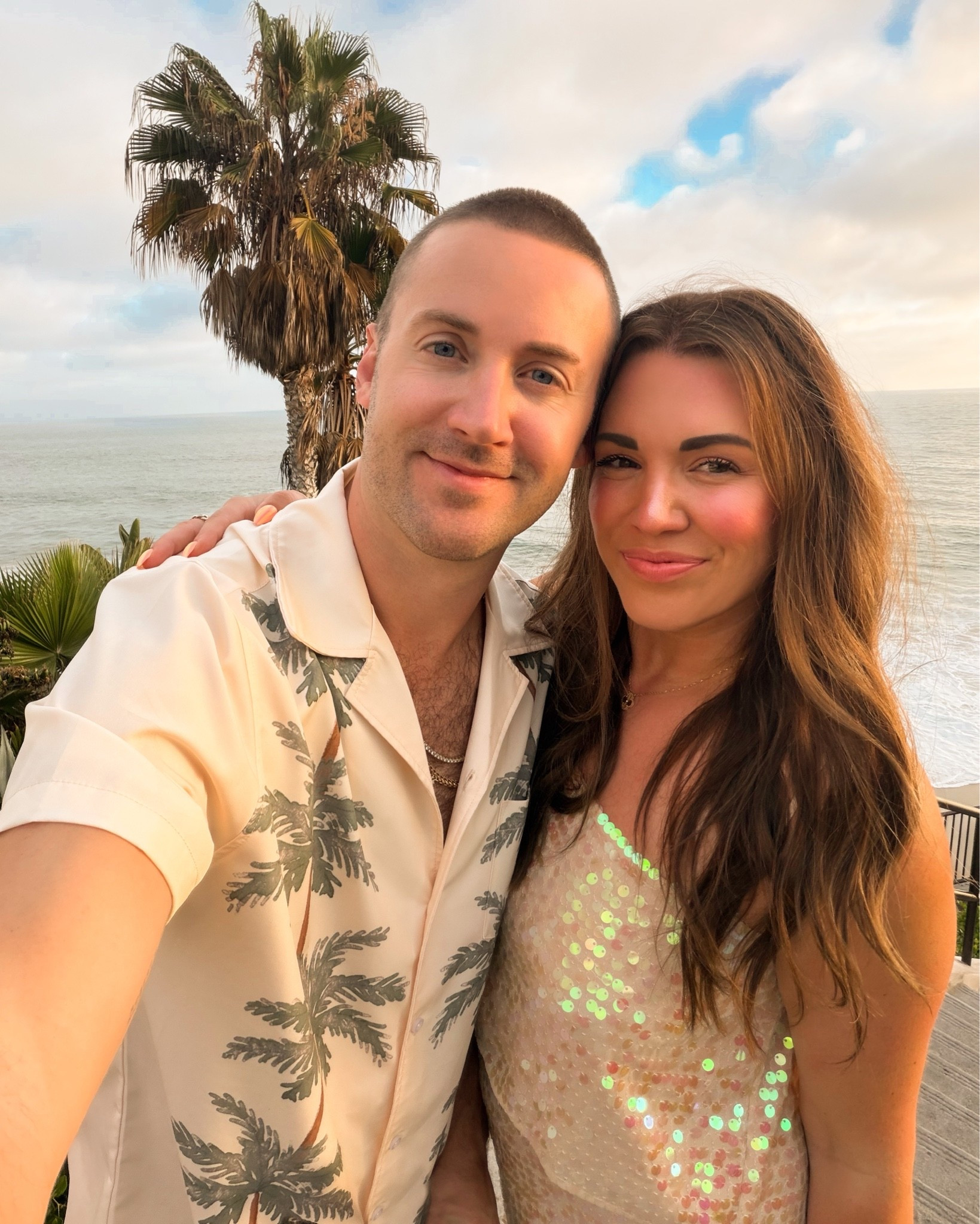 curvy midsize sequin matching set for photos on the beach! mermaid vibes! wearing size large in top and bottom ✨ robbie is wearing the large in palm print top and medium in palm print shorts!

#LTKTravel #LTKMidsize #LTKMens