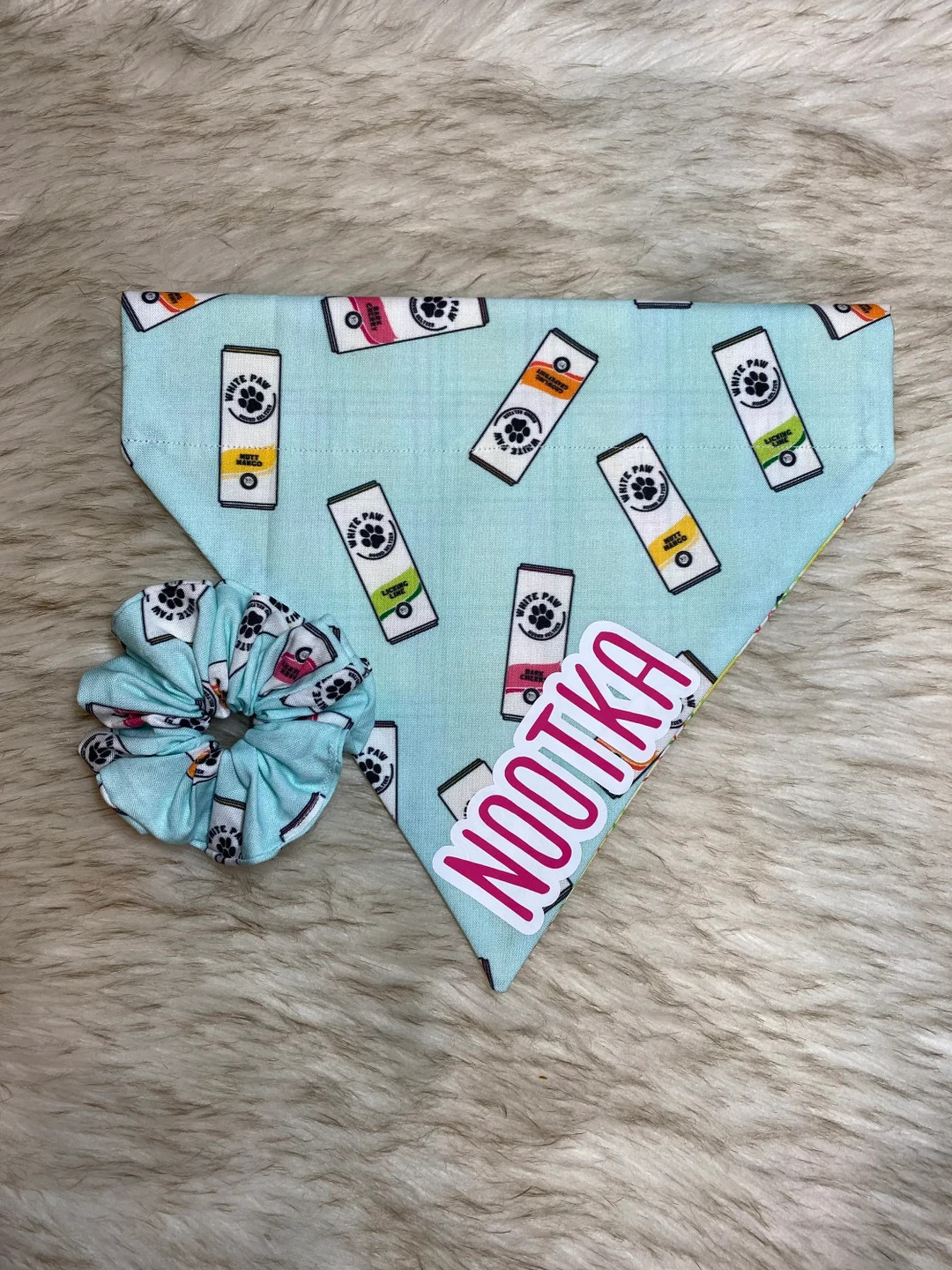 Personalized White Paws Dog Bandana matching Scrunchie - Etsy | Etsy (US)