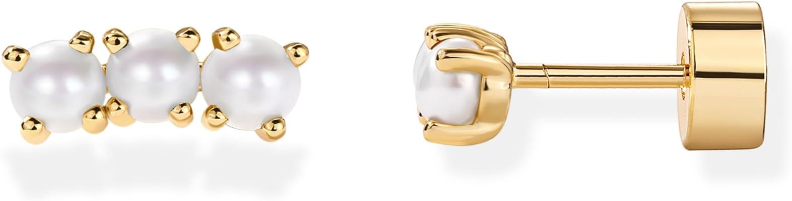 PAVOI 14K Gold Plated 925 Sterling Silver Posts Mini Stud Flat Back Earrings for Women | Helix Ca... | Amazon (US)