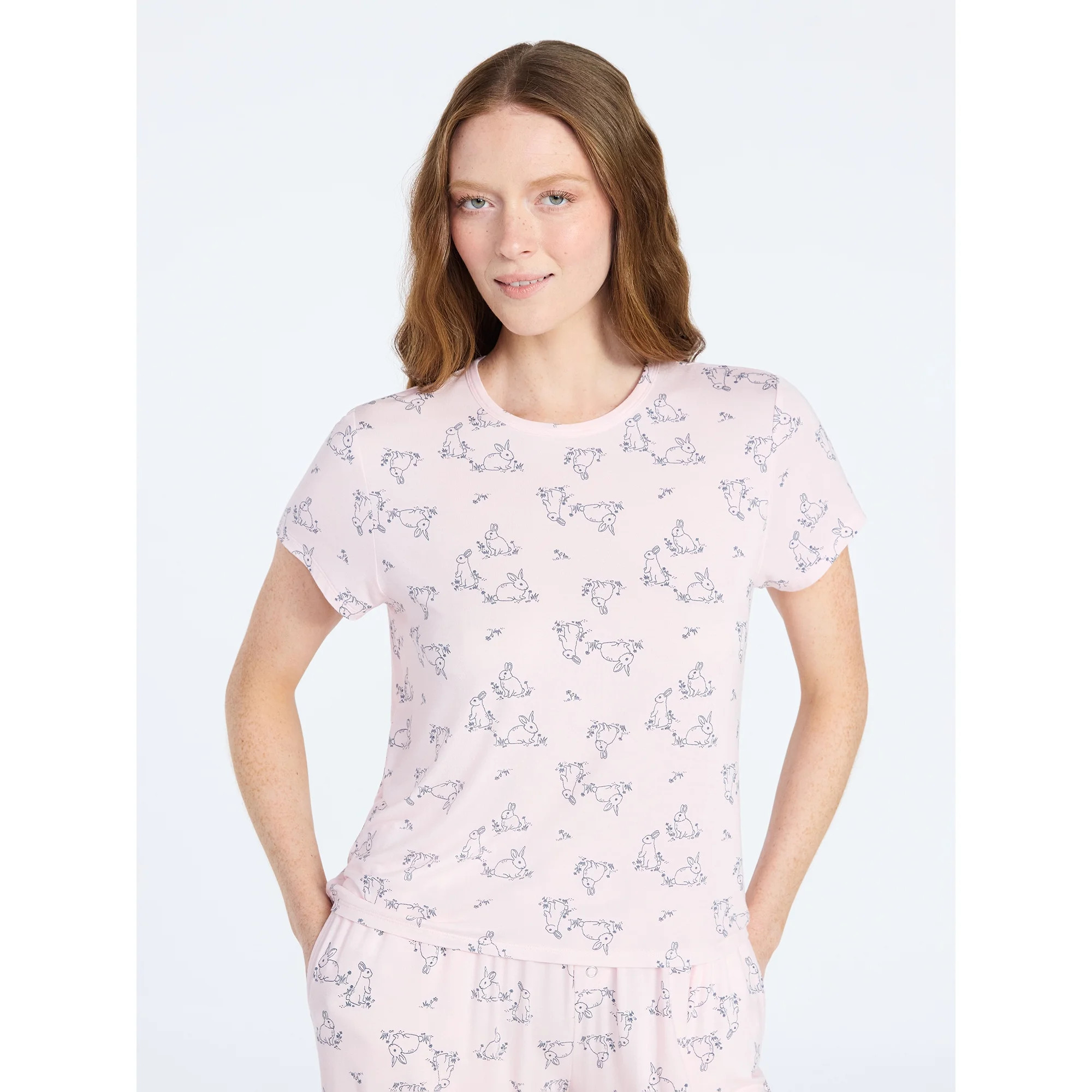 Joyspun Women’s Scoop Neck Sleepwear Modal Tee with Short Sleeves, Sizes S-3X | Walmart (US)