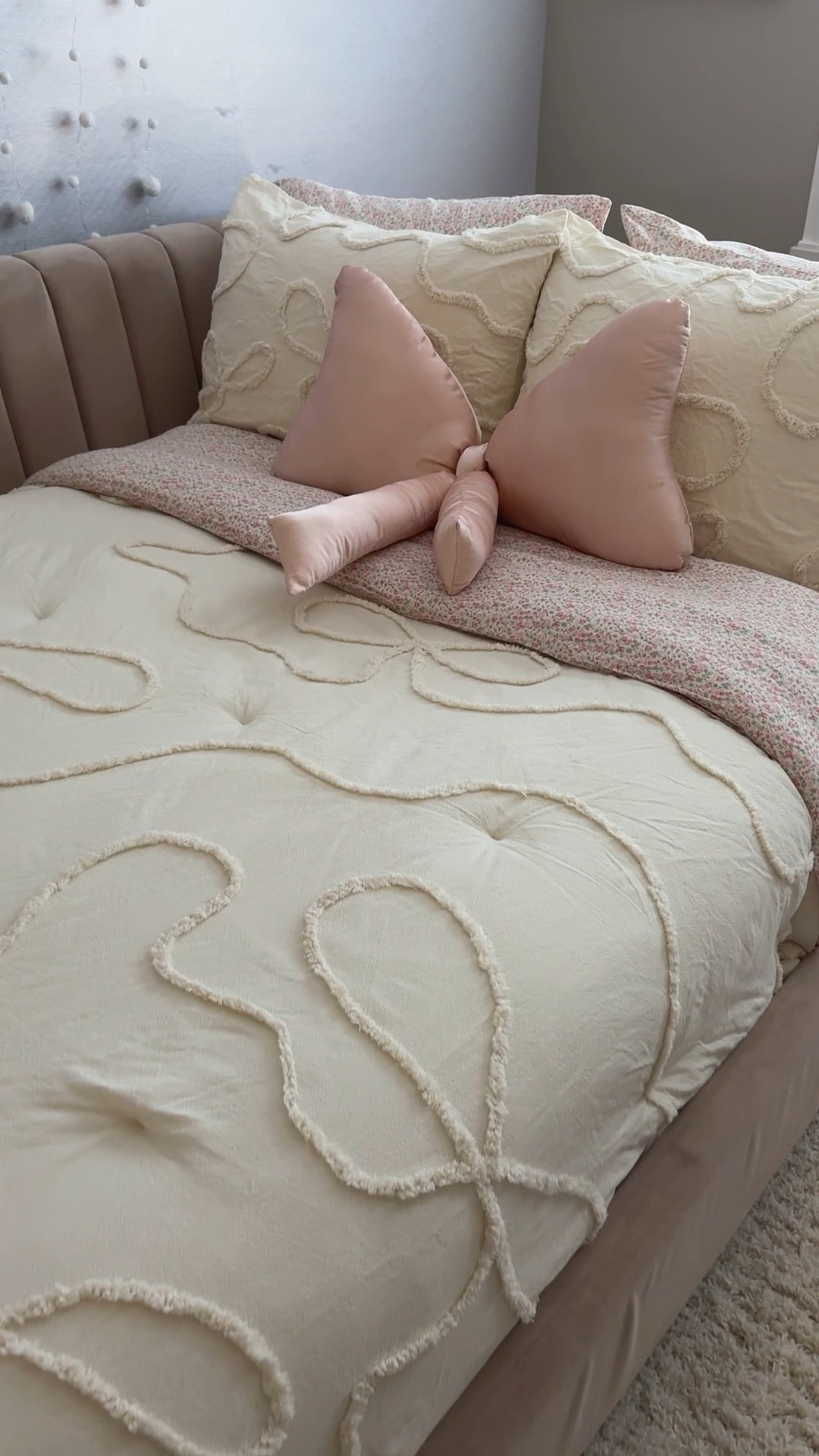 I’ve never hit 'checkout' so fast! 🎀 Found the most perfect bow comforters and just couldn’t resist getting them for both girls' rooms. They’re absolutely stunning and add the sweetest touch to their rooms! 🛏️💕  available in three colors 

#LTKVideo #LTKFamily #LTKHome