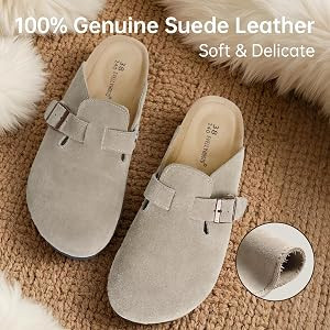 Women's Men's Suede Clogs Leather Mules Cork Footbed Sandals Comfort Potato Shoes with Arch Suppo... | Amazon (US)