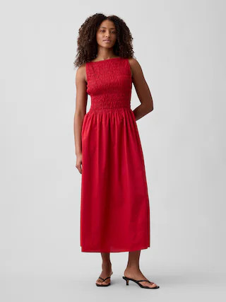 Smocked Boatneck Maxi Dress | Gap Factory