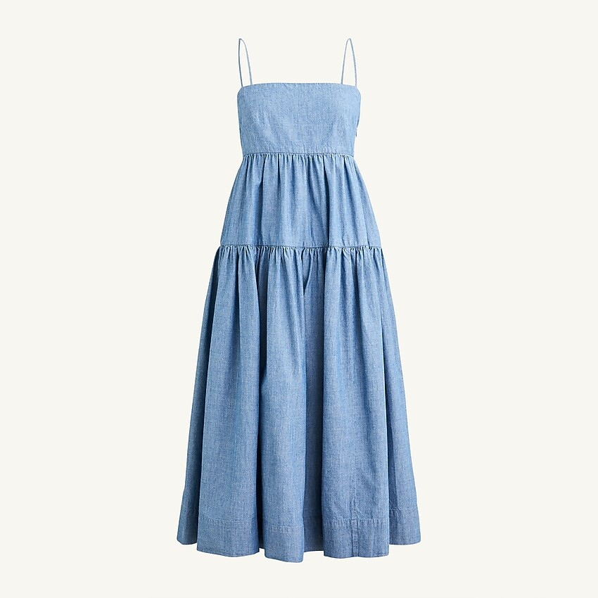 Tie-back tiered chambray dress | J. Crew US