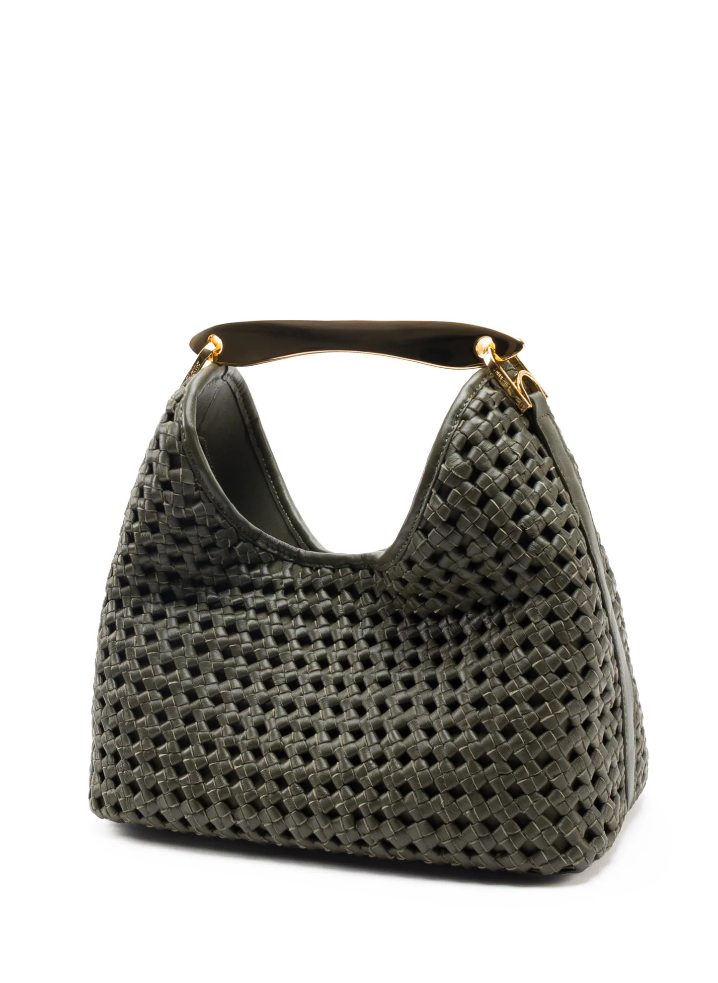 Boomerang Woven Leather Olive Green - Summer Woven Bag - Elleme | Elleme