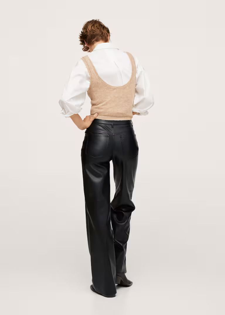 Leather effect high waist pant | MANGO (US)