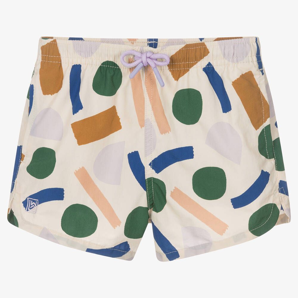 Boys Beige Recycled Swim Shorts | Childrensalon