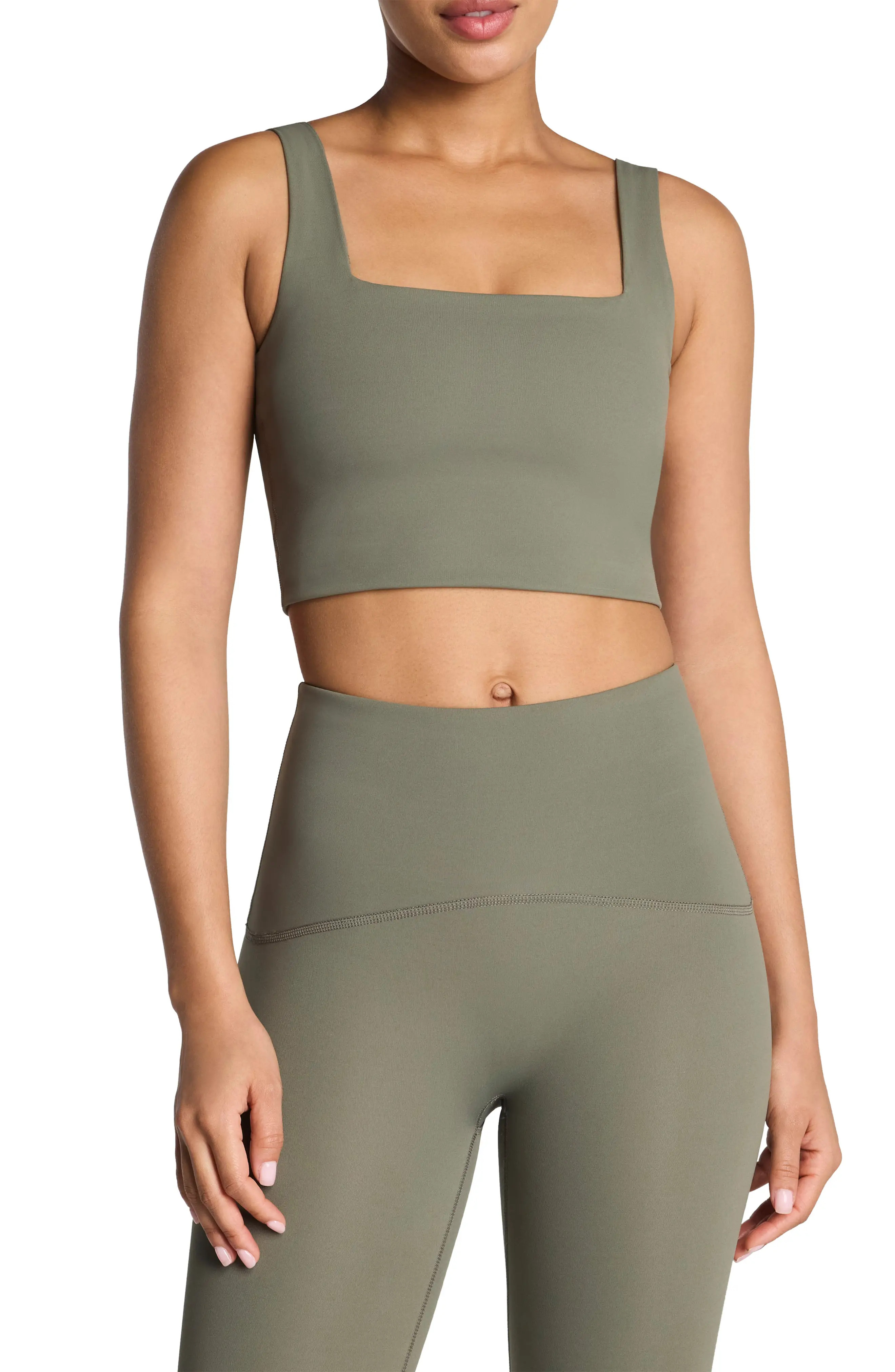 SPANX® Square Neck Crop Tank Top in Vivid White at Nordstrom, Size Large | Nordstrom