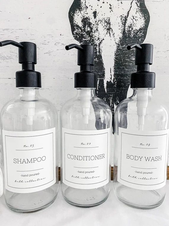 Bathroom Labels/ Shampoo and Conditioner Labels/ Water | Etsy | Etsy (US)