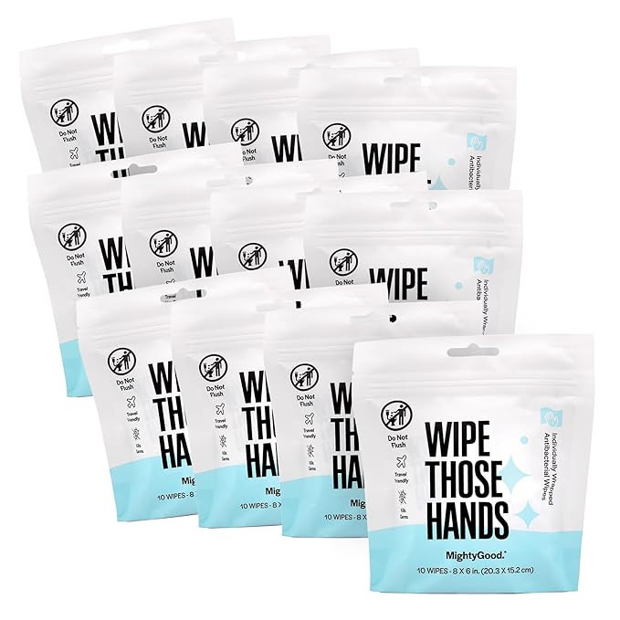 Wipe Those Hands On-The-Go Sanitizing Wipes -12 Packs of 10 Individually Wrapped Wipes, 120 Total... | Amazon (US)