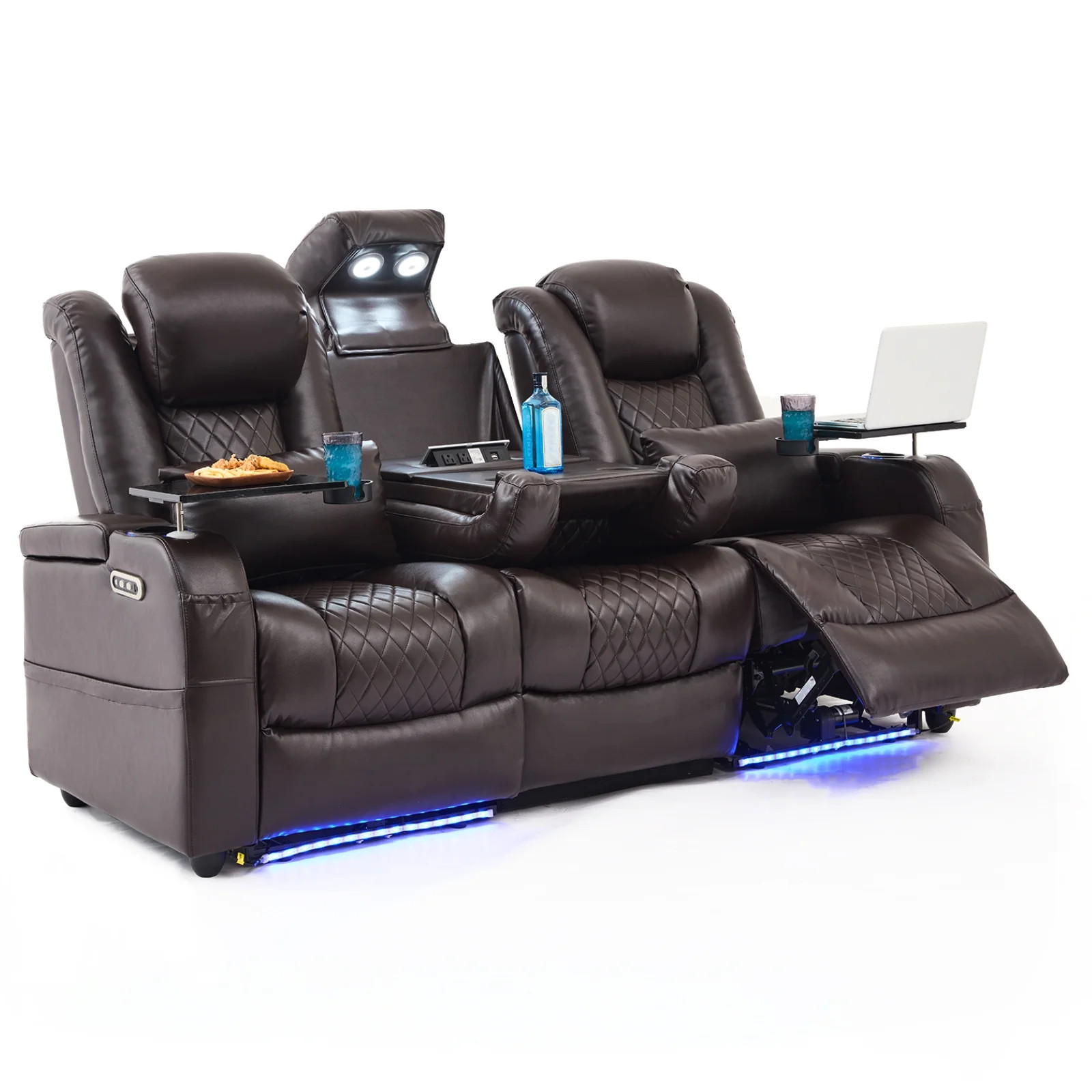 Home Theater Seating Seats, Movie Theater Chairs with 7 Colors Ambient Lighting, Reading Lights, ... | Walmart (US)