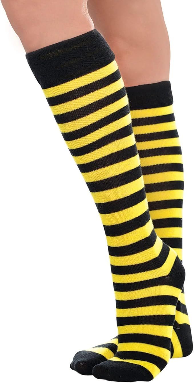 Amazon.com: Bee Stripe Knee Socks Costume Accessory - One Size, Black/Yellow - 2 Pcs. : Clothing,... | Amazon (US)