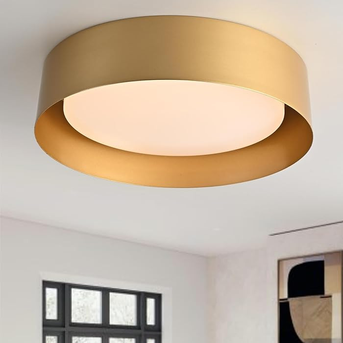 Bargeni Flush Mount Ceiling Light, 12.5 inch LED Ceiling Light Fixture, Polished Gold Finish, Dim... | Amazon (US)