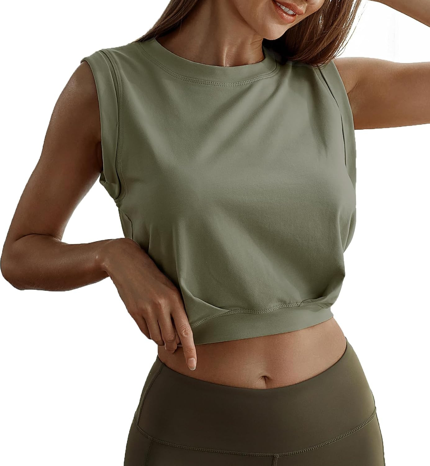 ARRIVE GUIDE Crop Top Athletic Shirts for Women Cute Sleeveless Yoga Tops Running Gym Cotton Cropped Workout Clothes | Amazon (US)