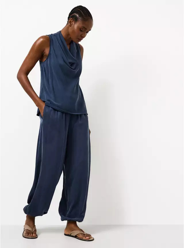 Navy Sandwash Balloon Leg Co-ord Trousers 18 | Tu Clothing