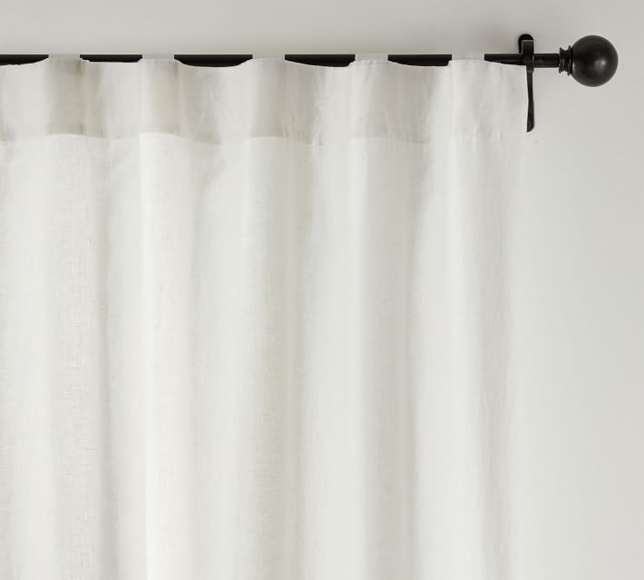 Custom Classic Belgian Linen Rod Pocket Curtain - Classic Ivory | Pottery Barn (US)
