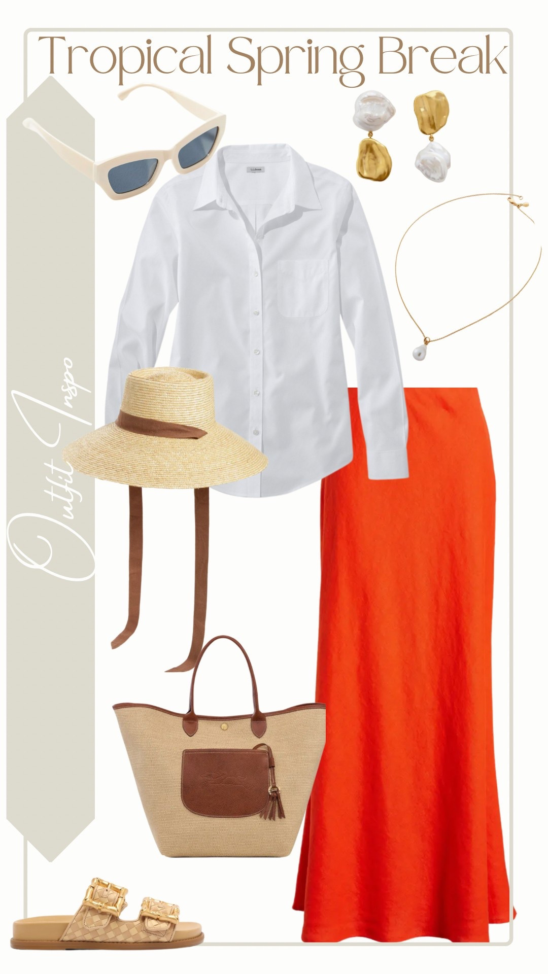 Outfit Inspo - Tropical Spring Break

White Oxford Shirt: L.L. Bean
Linen Maxi Slip Skirt: Madewell
Beige Woven Leather Sandal: Schutz (Enola Sandal)
Cream Cat Eye Sunglasses: Anthropologie
Brown Tote: Longchamp (Le Pliage Panier Tote Bag)
Paloma Sun Hat: Lack of Color
Pearl Drop Earrings & Pearl Pendant Necklace: Monica Vinader

#LTKTravel #LTKShoeCrush

#LTKStyleTip #LTKOver40 #LTKSeasonal