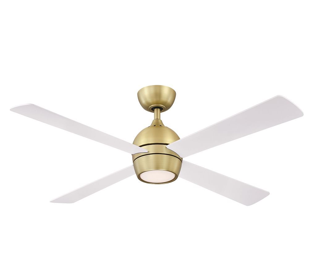 52&amp;quot; Kwad Ceiling Fan, Brushed Satin Brass With Matte White Blades | Pottery Barn (US)