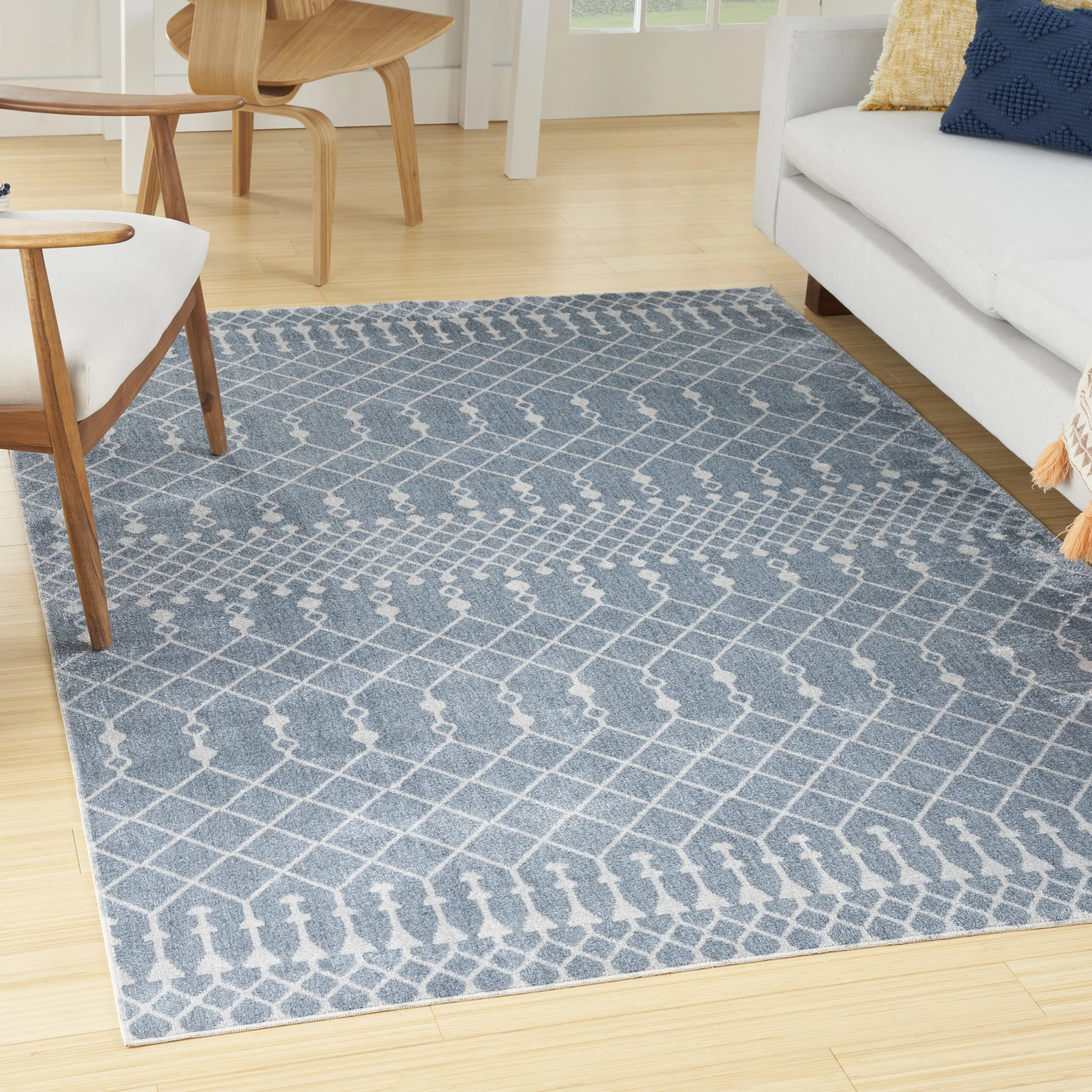 Nourison Astra Machine Washable Moroccan Blue 5'3" x 7' Area Rug, (5x7) | Walmart (US)