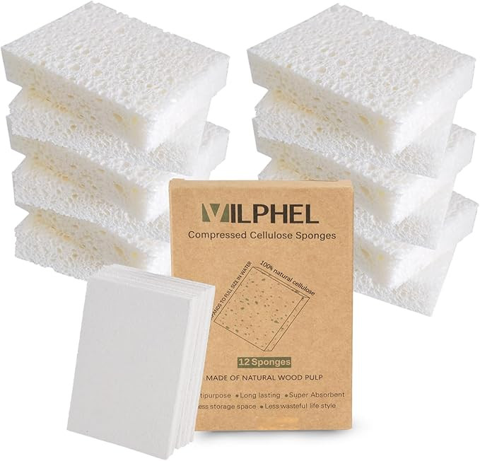 12 Pack Dishwashing Sponges Natural Cellulose Sponges Plant Based Resilient and Reusable Soft Dis... | Amazon (US)