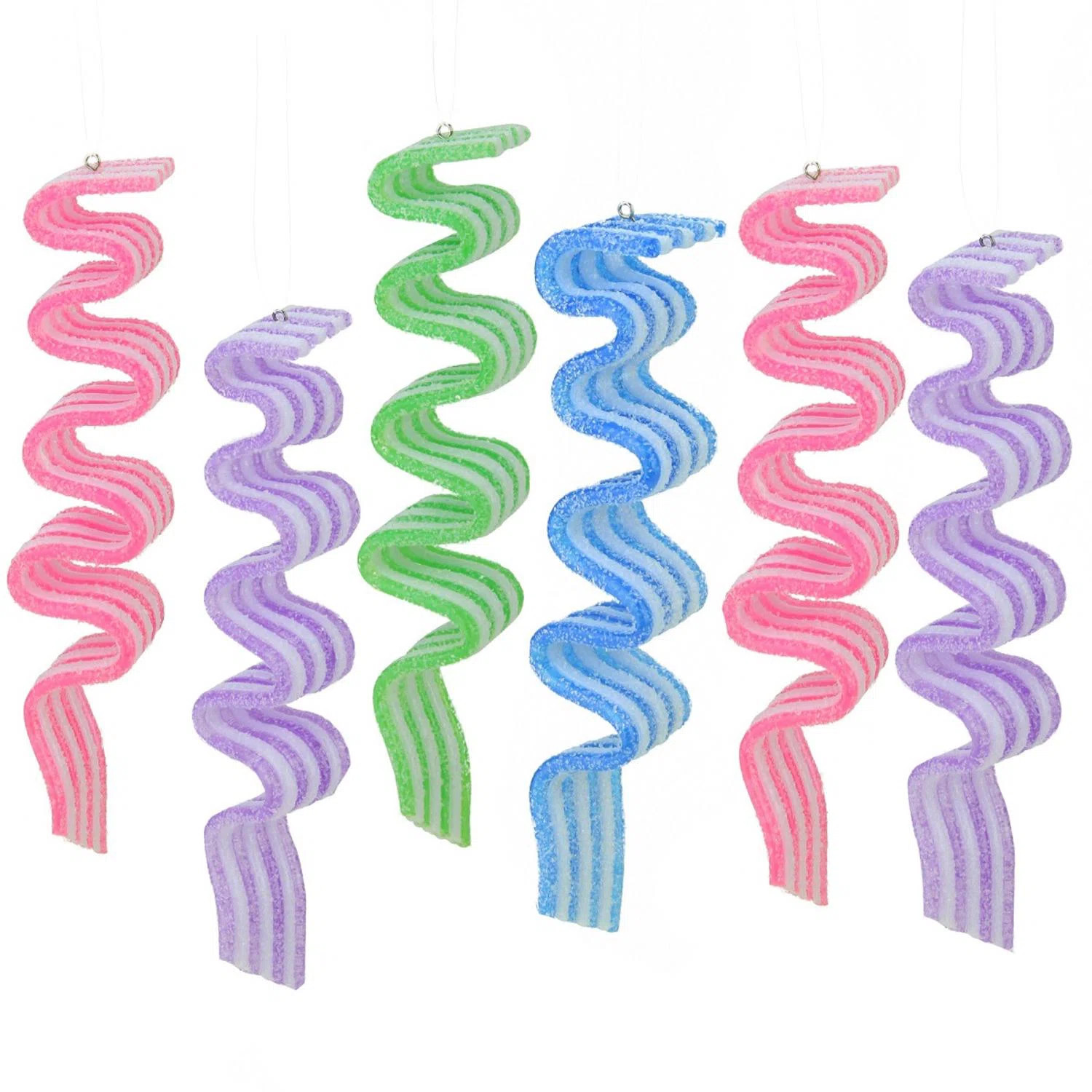 6ct Green and Pink Sugar Coated Ribbon Candy Christmas Ornaments 5.75" (Set of 6) | Wayfair North America