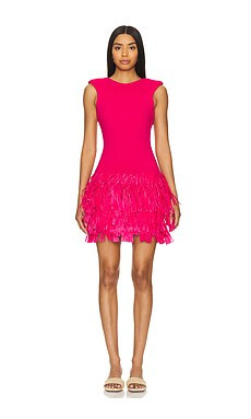 Aje Rushed Fringe Knit Mini Dress in Deep Fuschia from Revolve.com | Revolve Clothing (Global)