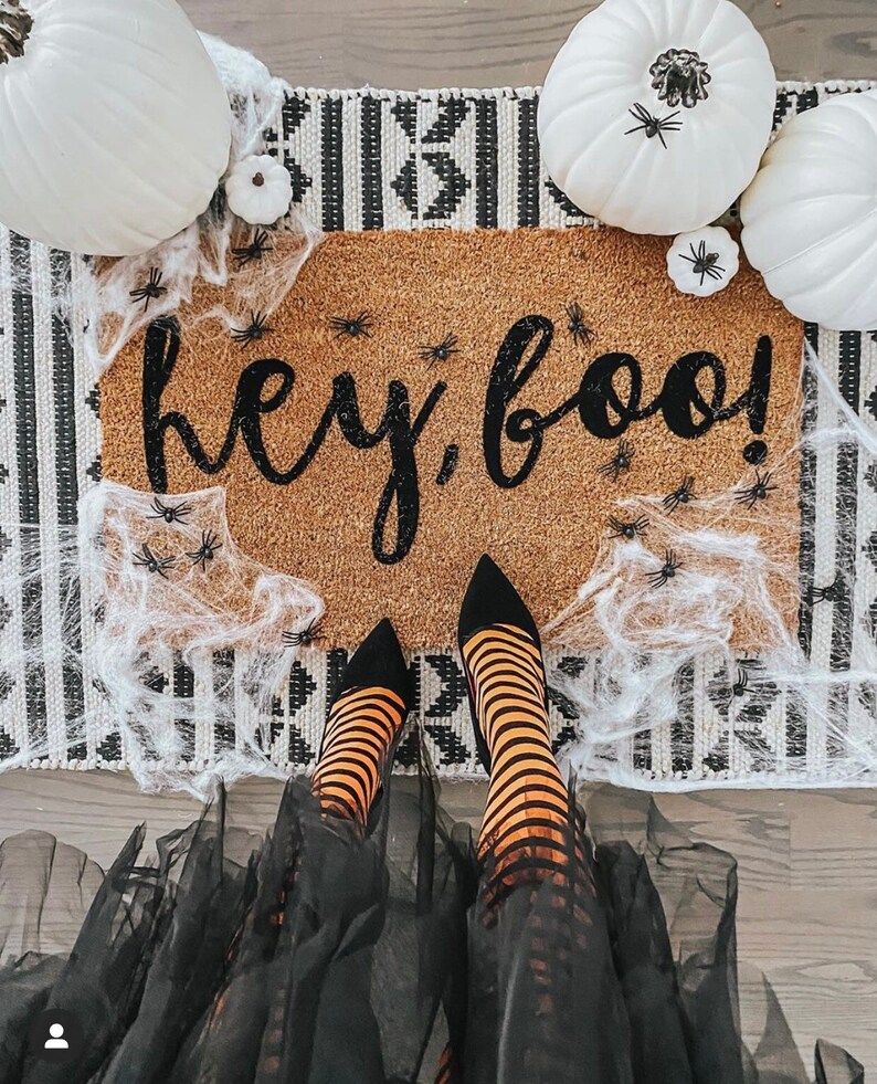 Hey boo! Doormat, Halloween doormat, cute doormat, funny doormat, fall doormat | Etsy (US)