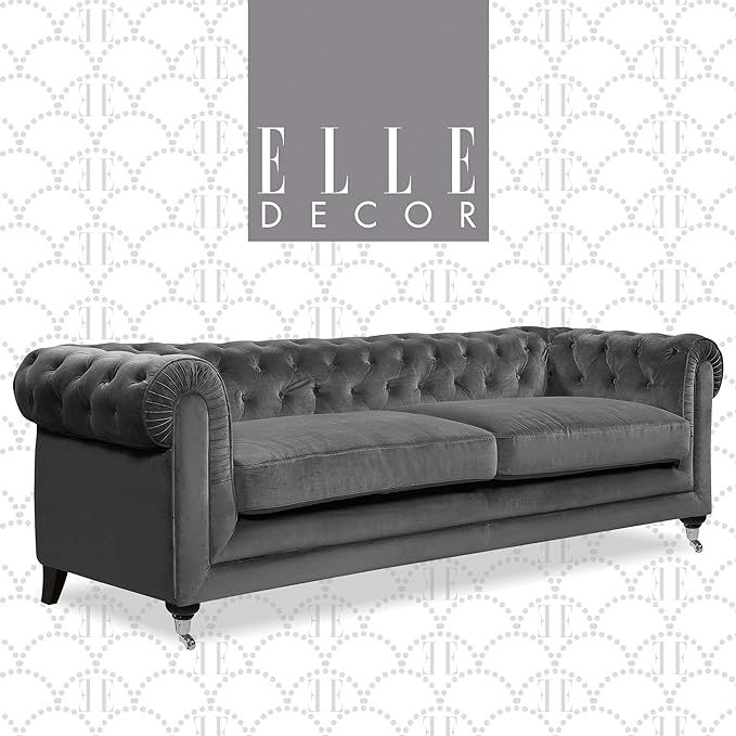 Elle Decor Amery Chesterfield Tufted Sofa, Mid-Century Modern Upholstered Couch with Rolled Arms,... | Amazon (US)