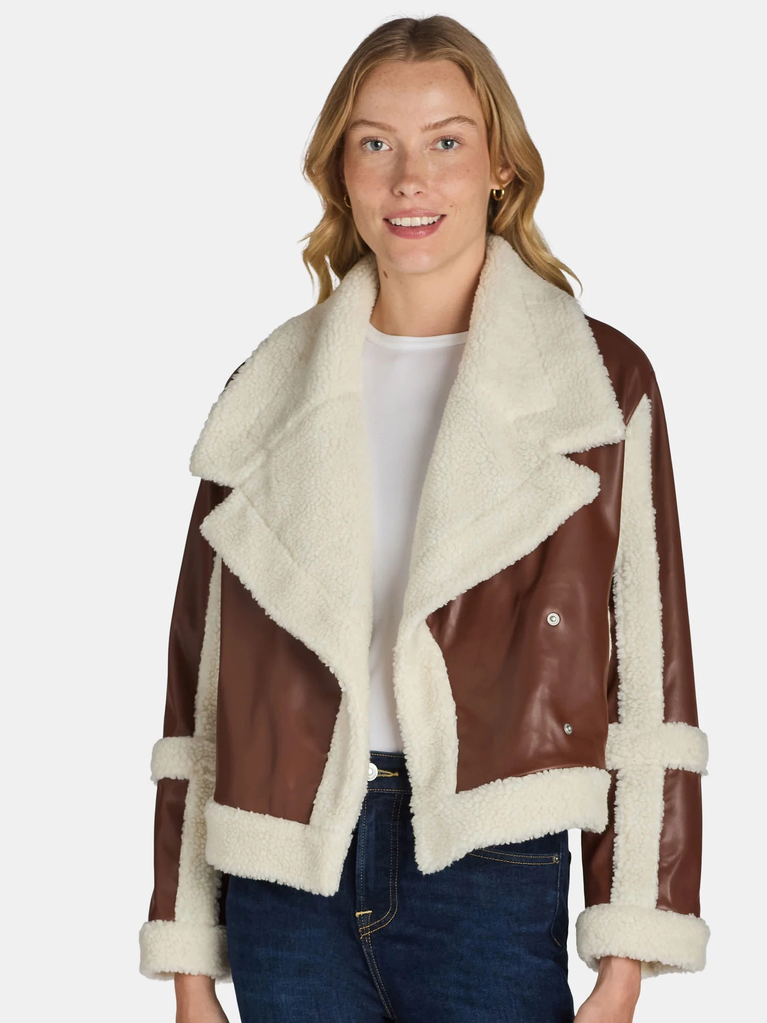 Madden NYC Women's and Women's Plus Faux Shearling Moto Jacket | Walmart (US)