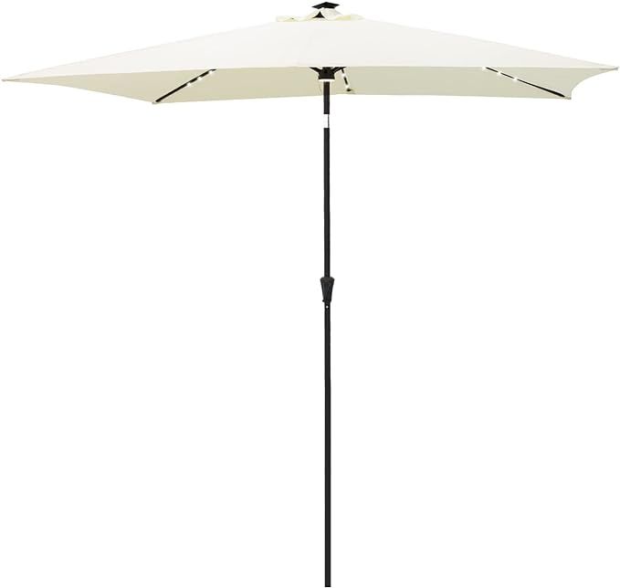 FLAME&SHADE 6.5 x 10 ft Rectangular Solar Powered Outdoor Market Patio Table Umbrella with LED Li... | Amazon (US)