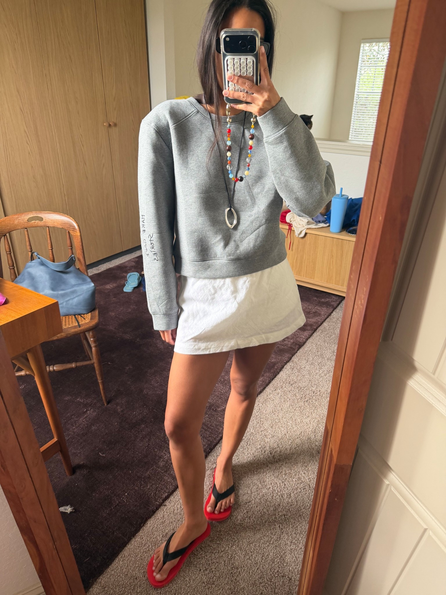 obsessed with this shoulder pad crewneck! (it’s removable if it’s not your thing) i’m wearing a small crewneck and small skirt :) 

#LTKgrwm #LTKootd #LTKSeasonal