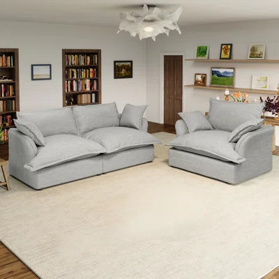 Upholstered Sectional Sofa, Cloud Couch Modular Sectional Sofa Couch with Armchair Accent Chair, Comfy Down Filled Cushions Sofa for Living Room | Wayfair North America