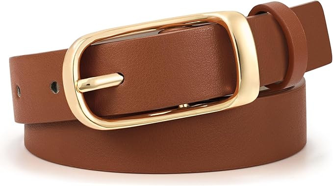 XZQTIVE Womens Leather Belt for Jeans Pants, Black Brown Waist Belts for Women with Fashion Pin G... | Amazon (US)