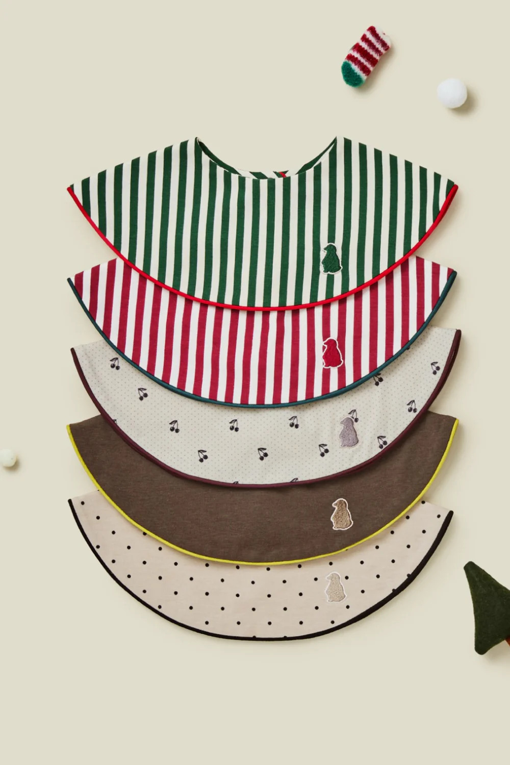 [Holiday] Piped Edge Bib 5 Pack Gift Set | Konny Baby