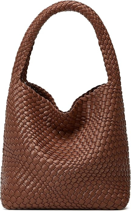 Woven Bags for Women Tote Purse: Vegan Leather Shoulder Handbags - Medium Beach Tote Bags - Handw... | Amazon (US)