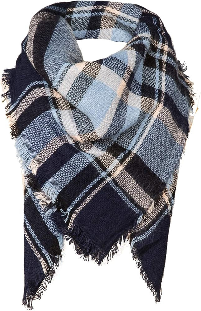 Surblue Warm Stylish Elegant British Style Color Blocking Plaid Shawl Blanket Scarf | Amazon (US)