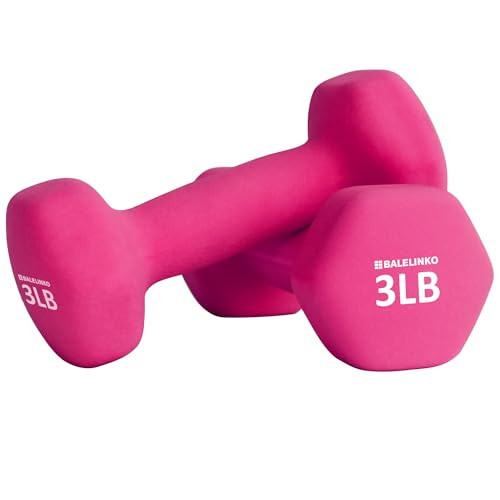 Balelinko Home Gym Equipment Workouts Strength Training Weight Loss Pilates Weights Yoga Sets Weights for Women, Men, Seniors and Youth, 3LB Pink, Pair | Amazon (US)