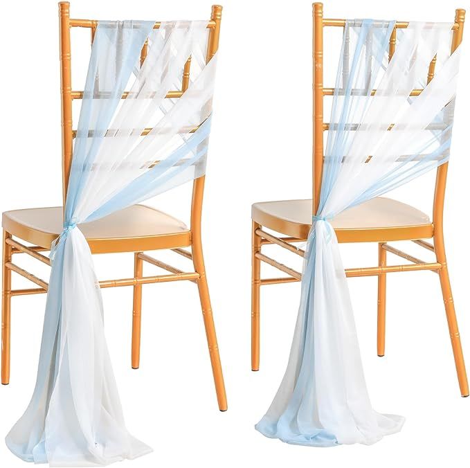 RUIDKUN Chiffon Chair Sashes 16 Piece Set (Set of 8) for Wedding Ceremony Aisle Chairs Banquet Ch... | Amazon (US)