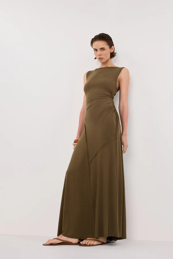 HADLEY OLIVE SLEEVELESS KNIT MAXI DRESS | DISSH