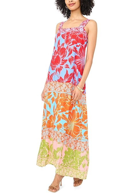 Vince Camuto Women's Multi Color Floral Thick Strap Maxi Dress | Amazon (US)