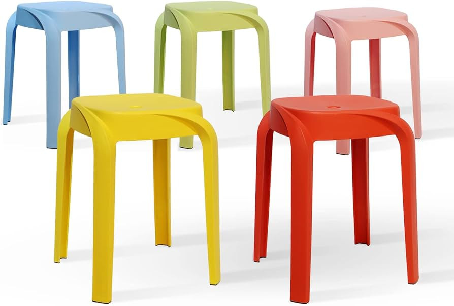 5 Pack Stackable Stools, 17" Classroom Stools, School Chairs Plastic Stools for Seating Classroom... | Amazon (US)