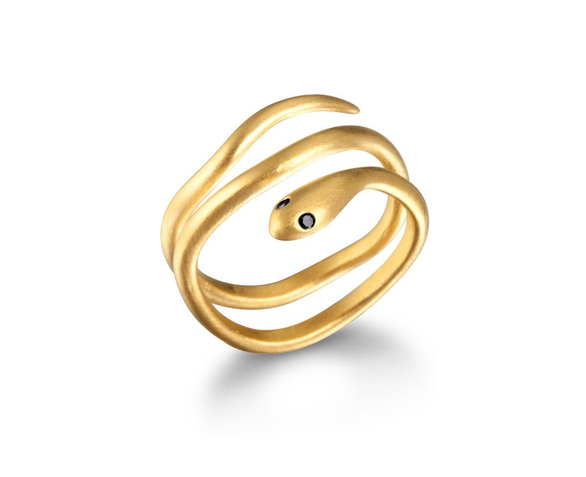 Gold Coils Black Snake Ring - Gold | Macy's