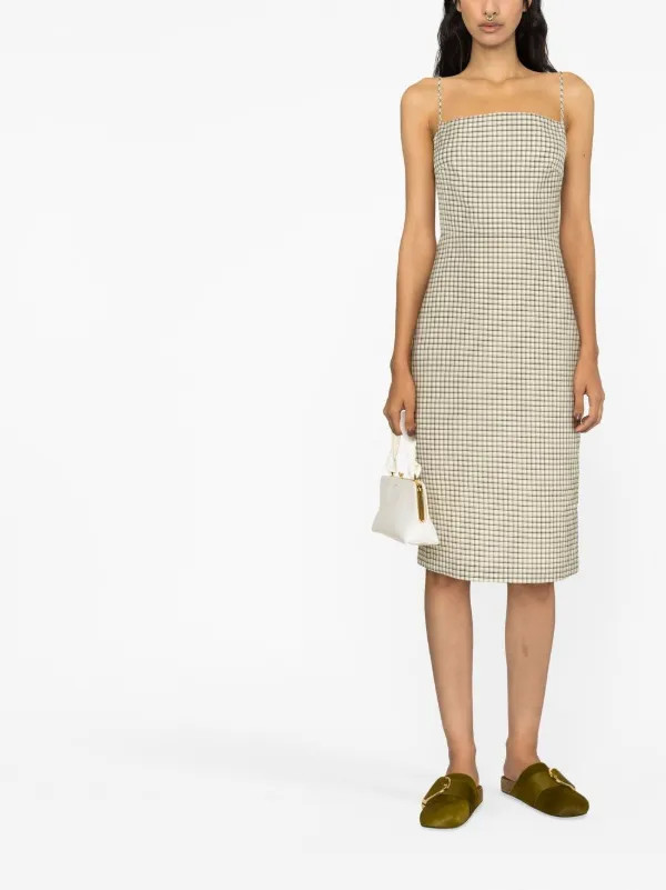 check square-neck midi-dress | Farfetch Global