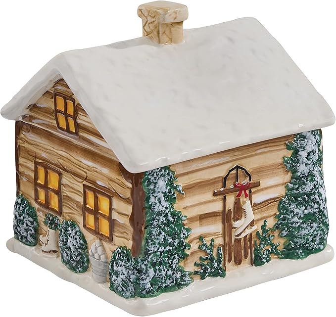 Park Designs Sweet Cabin Cookie Jar | 7.5” x 7.5” Christmas Kitchen Canister with Snowy Lodge... | Amazon (US)