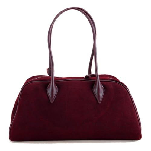 (Genuine Leather) Suede Shoulder Bag Purse Suede Tote Handbags Hobo for Women, Fashion Top Handle Brown Burgundy Suede Bags (Burgundy Suede) | Amazon (US)