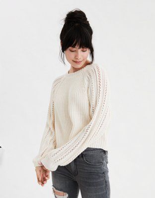 AE Pointelle Pullover Sweater | American Eagle Outfitters (US & CA)